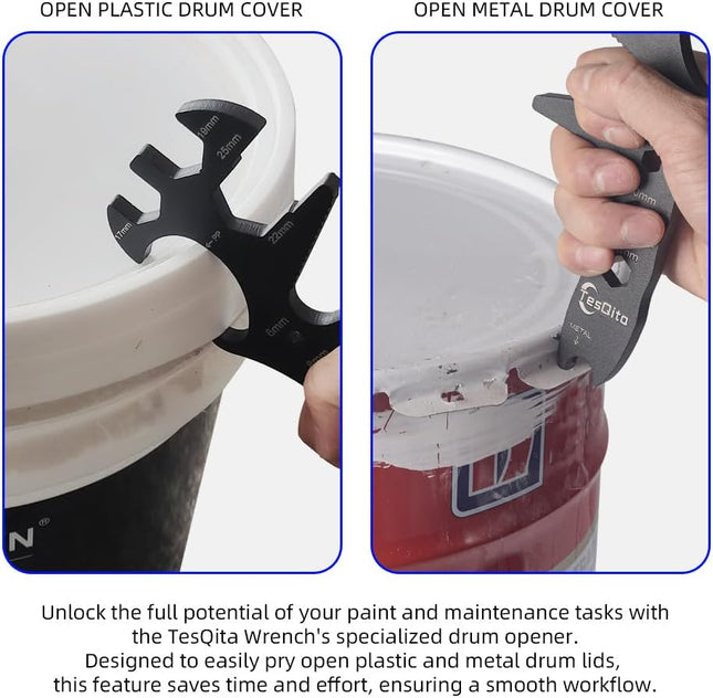 Multifunction Combination Wrench, Steel Black Maintenance Tools with Open Gearwrench and Bucket Opener, 6,8,10,12,17,19,