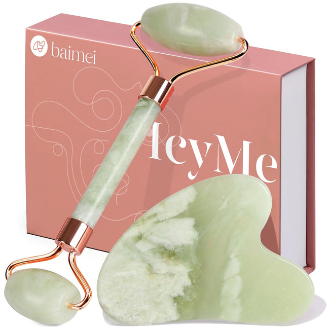 BAIMEI Jade Roller & Gua Sha Set Face Roller and Gua Sha Facial Tools for Skin C