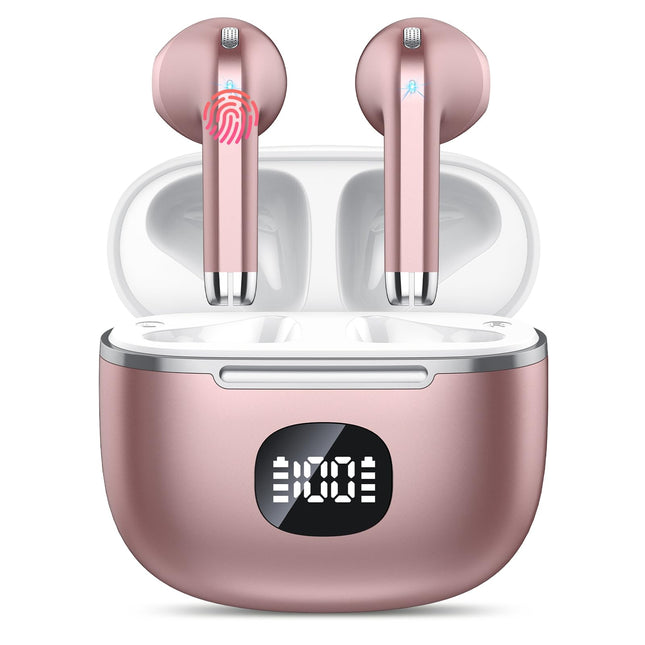 Wireless Earbuds, Bluetooth Headphones 5.3, 50H Playtime LED Display Deep Bass Ear Buds with 4 ENC Noise Cancelling Mic,