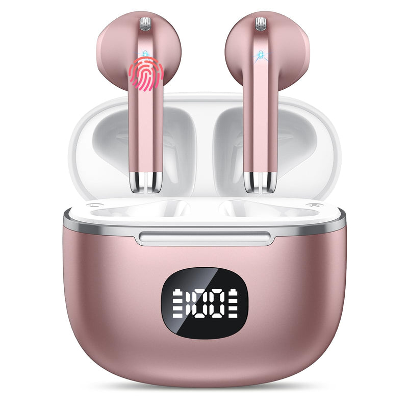 Wireless Earbuds, Bluetooth Headphones 5.3, 50H Playtime LED Display Deep Bass Ear Buds with 4 ENC Noise Cancelling Mic, IP7 Waterproof In-Ear