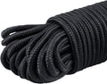 jijAcraft 6MM Black Nylon Rope - Thick Nylon Washing Line, 30M Solid Binding Hanging Twisted Cord, Heavy Duty Rope for Garden, Hammock, Camping
