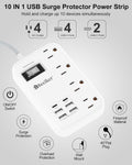 6 USB Travel Power Strip,4 Outlets,5Ft Extension Cord,Surge Protector,13A | 2 USB C,6 USB Charging Station,5Ft Braided Extension Cord,Surge