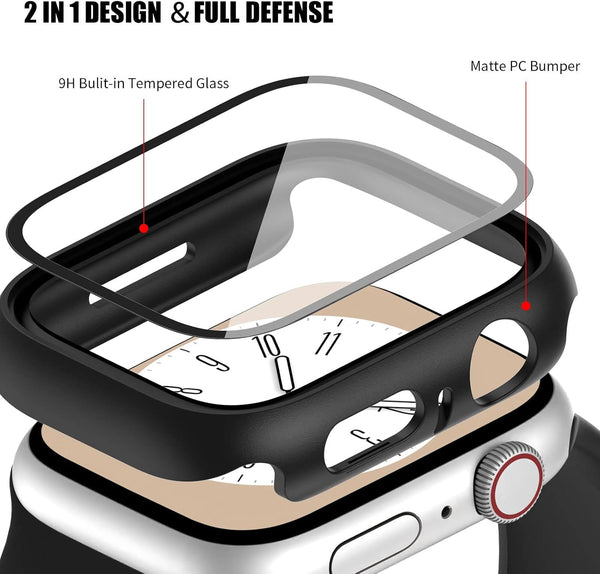 COMMUTER 4 Pack Case Compatible with Apple Watch 40mm Series SE 3nd Gen 2025 SE 2/1 6 5 4 with Tempered Glass Screen Protector, Ultra-Thin Hard PC