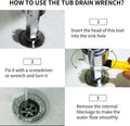 Tub Drain Remover Wrench-Die-Cast Aluminum Tub Drain Tool Wrench for Bathroom and Bathhouse