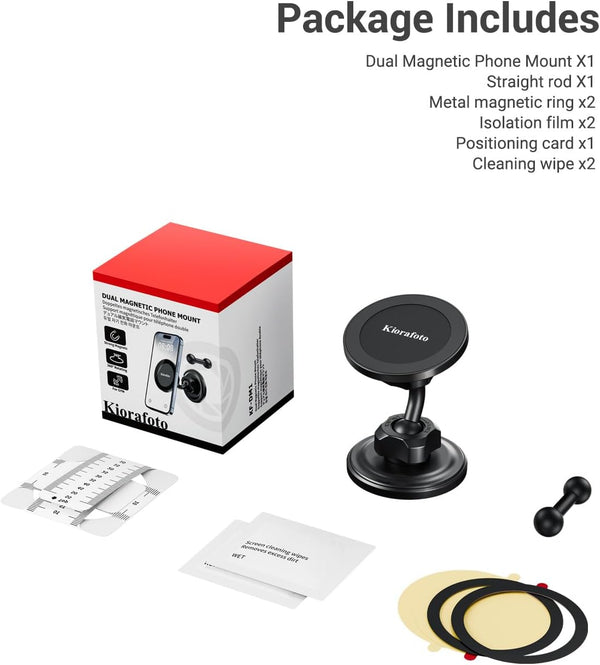 Gym Magnetic Phone Holder for Magsafe, Dual Magnetic Phone Mount Gym Phone Holder Magnet with Double Ball Head Locking Angle Compatible with