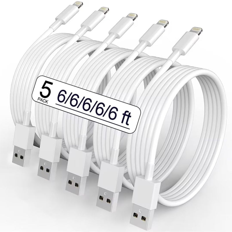 5 Pack(6FT)Original[Apple MFi Certified] iPhone Charger,Lightning Cable Fast Charging Cord iPhone Charger Cable USB Cable Compatible iPhone