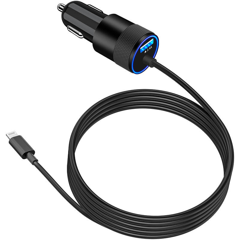 [Apple Mfi Certified] Phone 16 Car Charger Fast Charging, Caiinei 4.8A USB Power Cigarette Lighter USB-C Car Carplay Fast Charger + 6FT Type-C