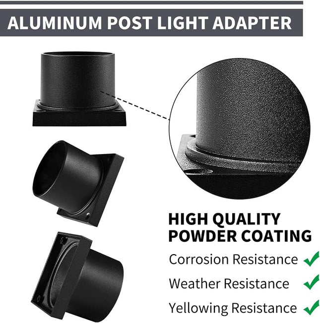 Pier Mount Adapter,Post Light Base for 3" Post Light Fixtures,Parts Kits Included, Matte Black