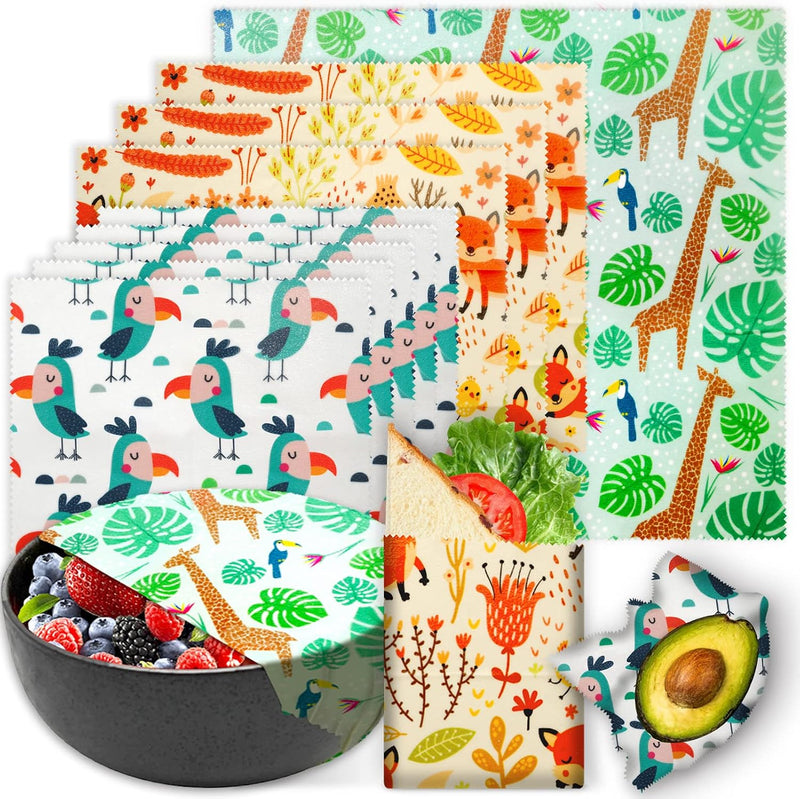 Reusable Beeswax Wrap - 9 Pack, Beeswax Wraps for Food, Eco-Friendly Beeswax Food Wrap, Organic, Sustainable, Biodegradable, Zero Waste,
