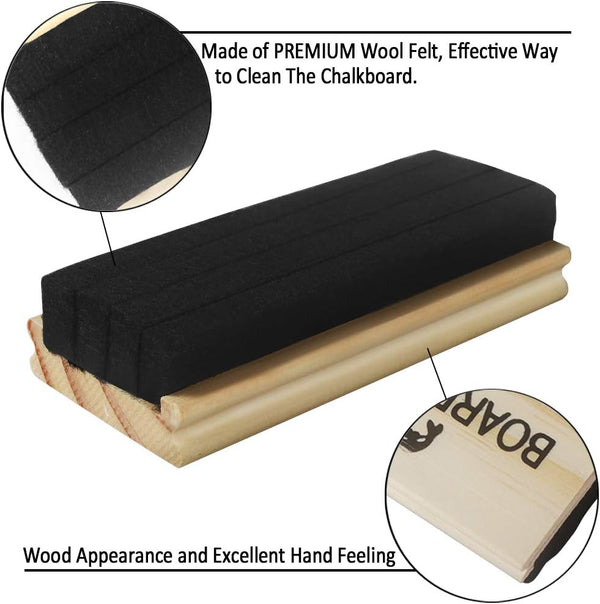 Chalkboard Eraser 6 Pack Wool Felt Dustless Blackboard Eraser Cleaner for Teachers and Kids
