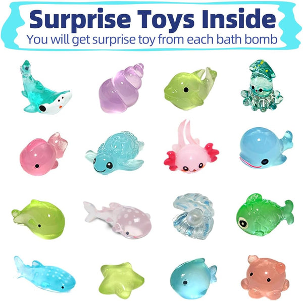 Bath Bombs for Kids with Surprise Toys Inside, 12 Pack Shell Kids Bath Bombs Gift Set for Girls Boys Birthday, Easter, Christmas, Halloween,
