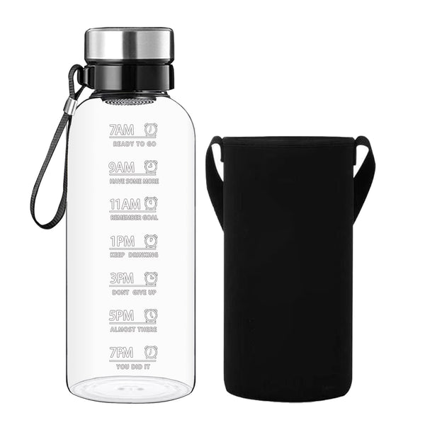 64 OZ Glass Water Bottle, Large Borosilicate Glass Drinking Bottles Black 64 Ounces
