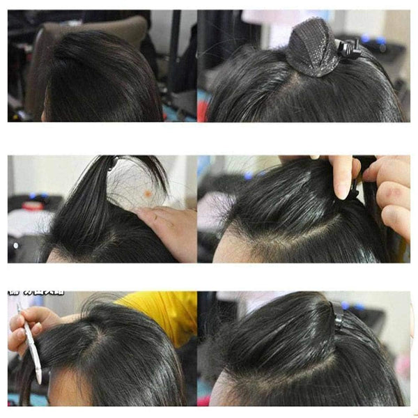 1Pc Black Fluffy Hair Pad Sponge Clip Bun Comb Bump It Up Hairstyling Tool for Women and Girls - DIY Beauty and Personal Care Clips and Barrettes