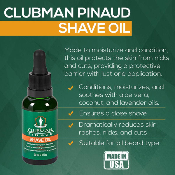 Clubman Pinaud Shave Oil â Moisturizes Beard, Improves Razor Glide, Pre Shave Oil for Men, 1 Oz, 2 Pack