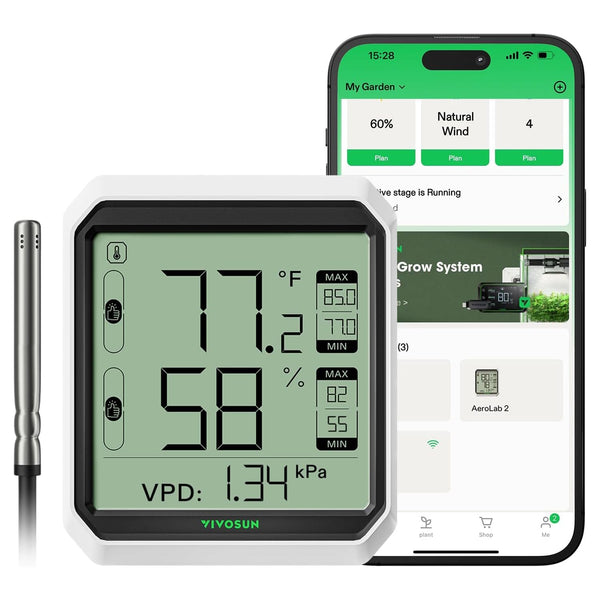 VIVOSUN Digital Hygrometer Thermometer, Humidity Meter with Probe, App Thermometer with External Probe