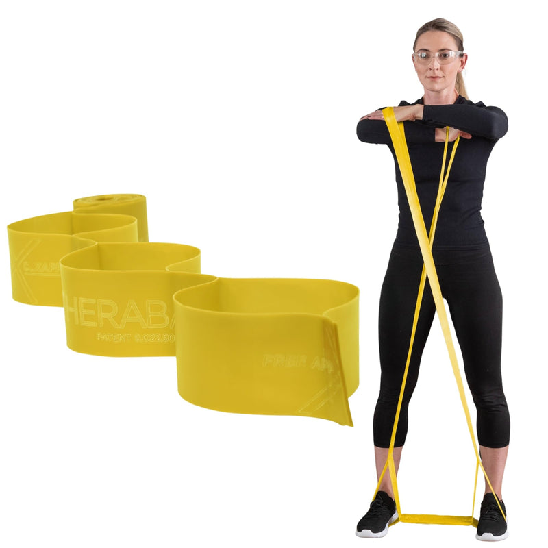 THERABAND CLX Resistance Band with Loops, 5-Foot Band Level 1 / Light - Yellow Consecutive Loop