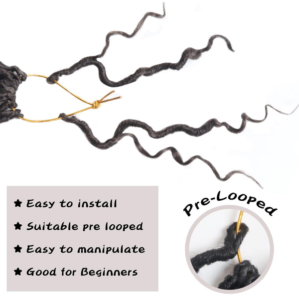 Vemet Goddess Locs Crochet Hair,8 Inch 9 Packs Faux Locs Synthetic Crochet Hair, Boho Style Pre looped crochet with Curly Ends 8 Inch(Pack of 9) #4
