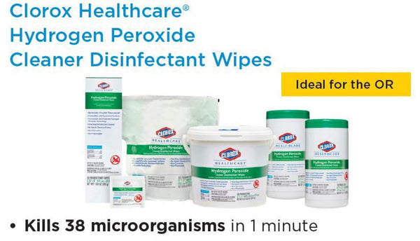 Clorox Healthcare Hydrogen Peroxide Cleaner Disinfectant Wipes, 6.75" x 9", 95 Count (Package May Vary) 95 Count (Pack of 1)