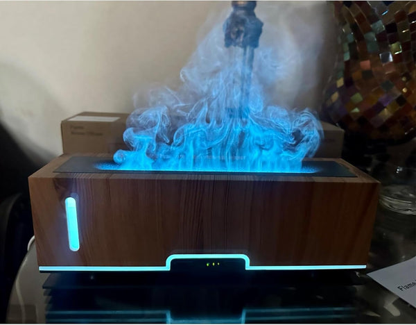 Diffuserlove Flame Diffuser Humidifier Essential Oil Diffusers 200Ml Desk Aroma Diffusers for Home Office Cool Fire Air Diffuser (Size:9.8" L X