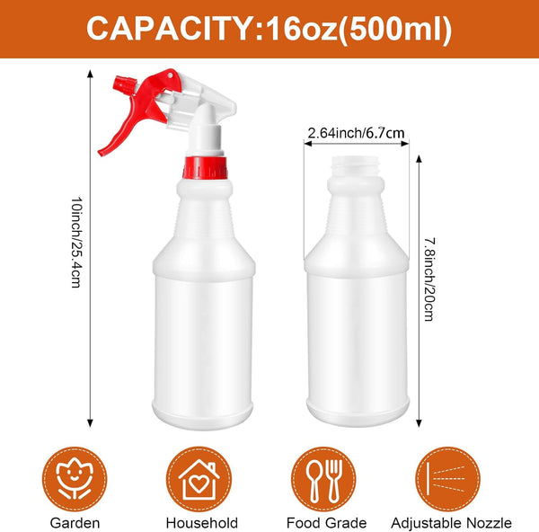 Eccliy 12 Pcs 16 Oz Plastic Spray Bottle, Adjustable Empty Reusable Sprayer for Cleaning, Planting, Water, Bathroom and Kitchen, BBQ, Commercial