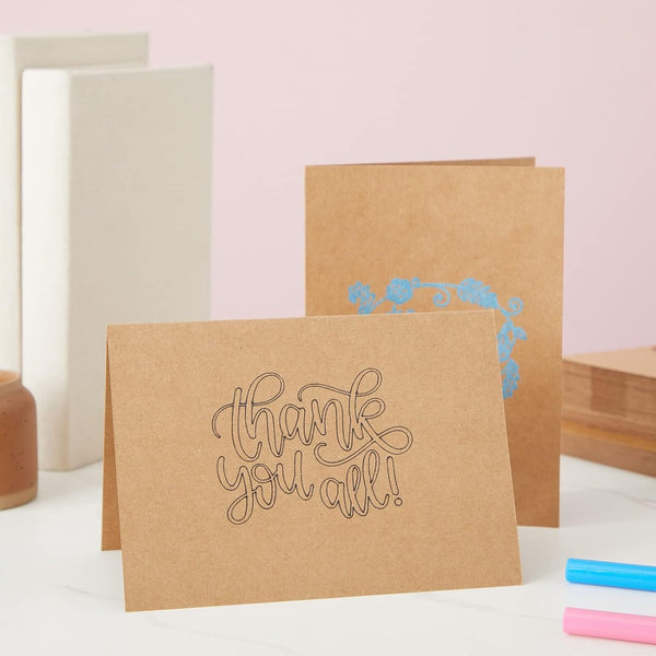 Best Paper Greetings Blank A7 Kraft Brown Paper & Envelopes for Card Making - 5 x 7 in & 5.25 x 7.25 in, 50 Pack, Brown - Bulk Blank Notecards