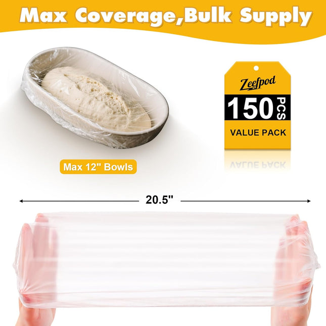 150PCS Plastic Bowl Covers for Banneton Bread Proofing Basket Fit up to 12" Bowls, for Sourdough Bread Baking Supplies, 
