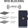 Travelambo Women's Wallet RFID Blocking Trifold Clutch Large Capacity Credit Card Holder Travel Purse ReNapa Blue Navy