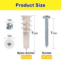 60 Pcs #8 Self Drilling Drywall Anchors,Dry Wall Anchors and Screws Kit, 30 Pcs Nylon Sheetrock Anchors and 30 Pcs #8 X 1-1/4'' Drywall Screw, No