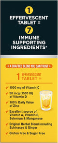 Airborne Vitamin C 1000Mg (Per Serving) - Zesty Effervescent Tablets, Gluten-Free Immune Support Supplement, Echinacea & Ginger, Orange, Citrus,