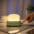 QANYI Desk Decor Toaster Lamp, Rechargeable Small Lamp with Smile Face Toast Bread Cute Toaster Shape Room Decor Night Light for Bedroom, Bedside,