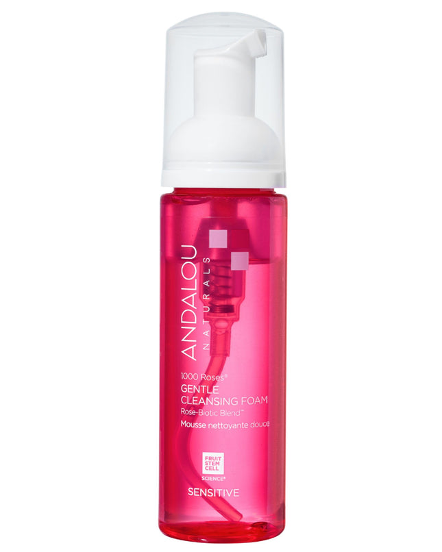 Andalou Naturals 1000 Roses Gentle Cleansing Foam | Foaming Face Wash with Rose Stem Cells & Organic Aloe Leaf Juice | H