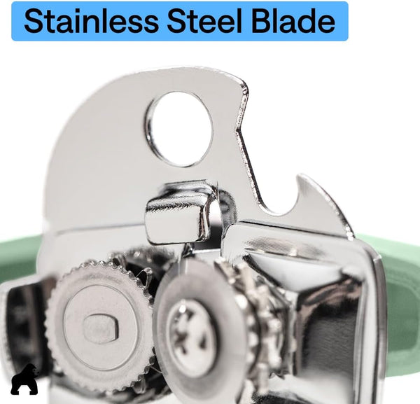 GORILLA GRIP Heavy Duty Stainless Steel Smooth Edge Manual Can Opener and Bottle Openers, Soft Comfortable Handle, Oversized Handheld Turn Knob,
