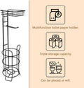 Toilet Paper Holder Stand Bathroom Toilet Paper Storage with Raised Base, Tissue Paper Roll Dispenser with Top Shelf (Black)