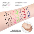 Evpct 7Pcs Colored Liquid Eye Liners Face Stamp Cosplay Gothic Makeup Set Kit for Beginners, Black Brown Purple Blue Red Pink Green Star Flowers