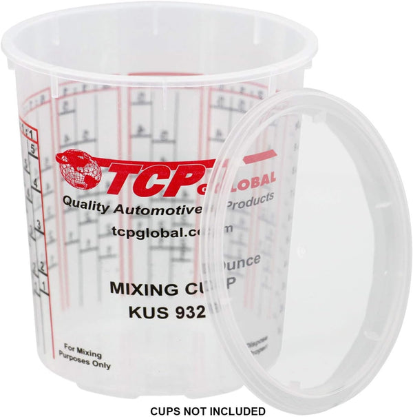 Custom Shop/TCP Global Full Case of 100 Quart (32oz) Paint Mixing Cups with 50 Lids - Cups are Calibrated with Multiple Mixing Ratios (1-1) (2-1)