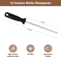 12 Inches Knife Sharpening Steel Rod, High Carbon Steel Honing Rod with 9 Inches Sharpening Steel and Ergonomic PP Handle, Premium Kitchen Knife