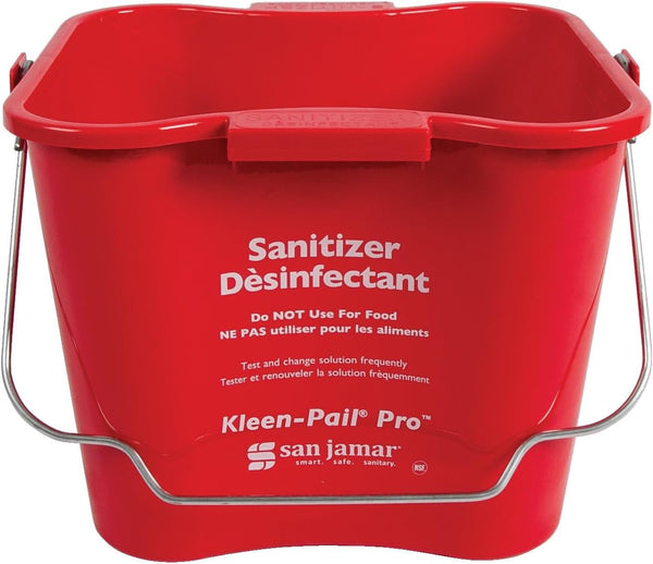 San Jamar Kleen-Pail Pro, Bucket with Handle for Cleaning Products in Commercial and Home Setting, 6 Qts, 1 Count, Red 6 Quarts 1