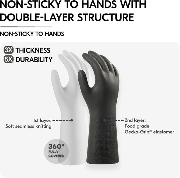Vgo... 1 Pair Household Cleaning Gloves Infused with Rresh Rich Aromas, Lined Dishwashing Gloves,Long Sleeves Kitchen Gloves, Bathroom Cleaning,