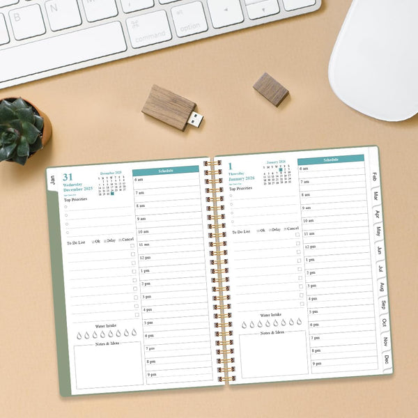 2025-2026 Daily & Monthly Planner - One Page per Day, Daily Planner 2025-2026 from Jul 2025 to Jun 2026, Planner 25-26 with 12 Monthly Tabs, 6.4
