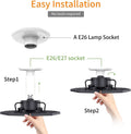 KERNOWO LED Garage Lights, 140W 18500 Lumens Garage Ceiling Lighting, 6000K Daylight with Deformable Three Panels Light Fixture E26/E27 Triple