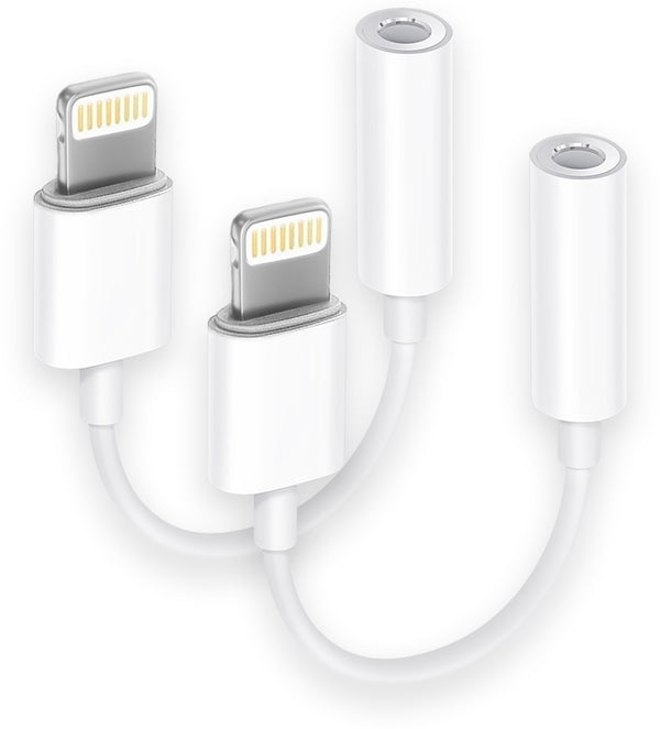 [Apple MFi Certified] 2 Pack Lightning to 3.5 mm Headphone Jack Adapter, iPhone Aux Adapter Converter Dongle Audio Cable Compatible with iPhone 14