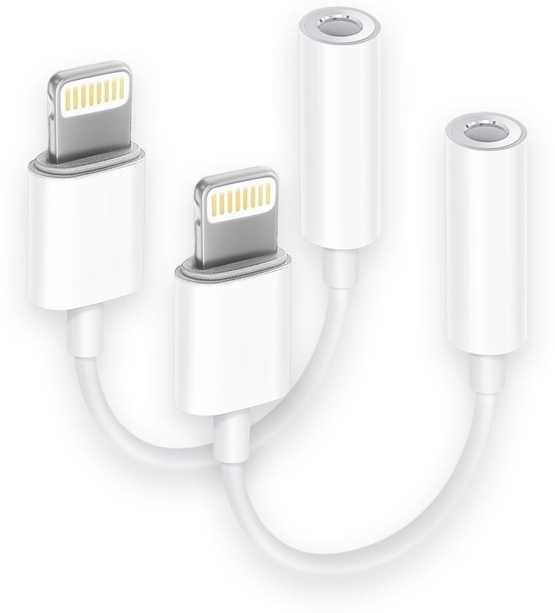 [Apple MFi Certified] 2 Pack Lightning to 3.5 mm Headphone Jack Adapter, iPhone Aux Adapter Converter Dongle Audio Cable Compatible with iPhone 14