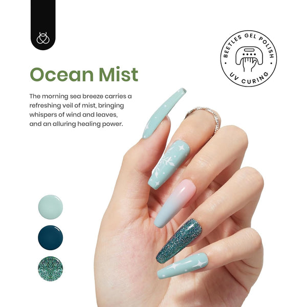 Beetles Green Gel Nail Polish Set - 6 Colors Green Gray Blue Glitter Nail Gel Polish Soak off Uv Gel Nail Art Manicure Gifts for Women 0-0-Colors