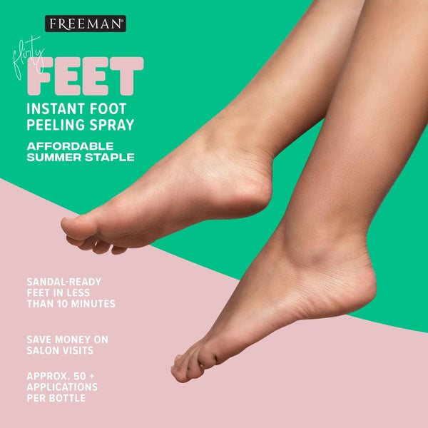 Freeman Flirty Feet Instant Foot Peeling Spray, Exfoliating Foot Mask for Summer, Moisturizing & Smooth Dry, Cracked Heels, Remove Dead Skin
