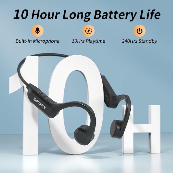 CXK Bone Conduction Headphones Bluetooth 6.0 Open Ear Headphones with Mic, Premium Loud Sound 10-Hour Playtime Bluetooth Headphones, IPX6