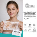 World Amenities - Makeup Remover Wipes - Alcohol Free - Vitamin E Face Wipes for Sensitive Skin Comfort - Individually Wrapped - Travel Friendly