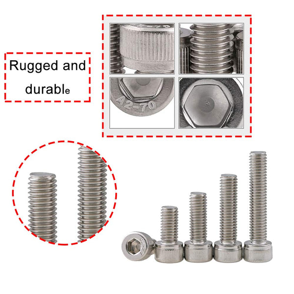 Newlng M5 304 Stainless Steel Bolts and Nuts, Hex Flat Head Cap Bolts Screws Nuts Hexagon Socket Head Screw,Heavy Duty Hex Bolts Nuts Assortment,
