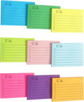 Eastern Wolf 9 Pads to Do Lined Sticky Notes, 9 Bright Multi Colors Self-Stick Note Pads, 3x4 Inch with Line Adhesive Memo Sticky Notes Notepad,