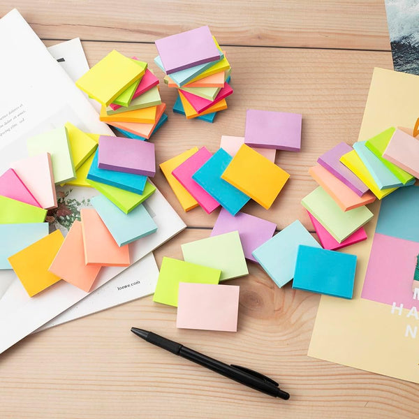 (50 Pads) Sticky Notes 1.5x2, 10 Colors Self Sticky Notes, Sticky Pads, Recyclable, Self-Stick Pads, Easy to Post for Home, Office, Notebook Bright