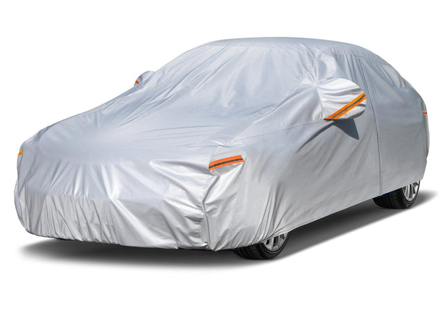 Kayme 6 Layers Car Cover Waterproof All Weather for Automobiles, Outdoor Full Cover Rain Sun UV Protection with Zipper C